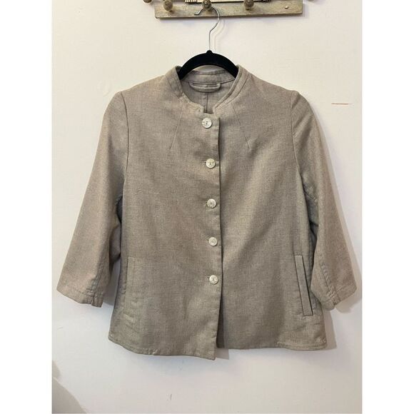 Casey Casey Cashmere Virgin Wool Beige Nehru collar Button Front Jacket M - Picture 2 of 9